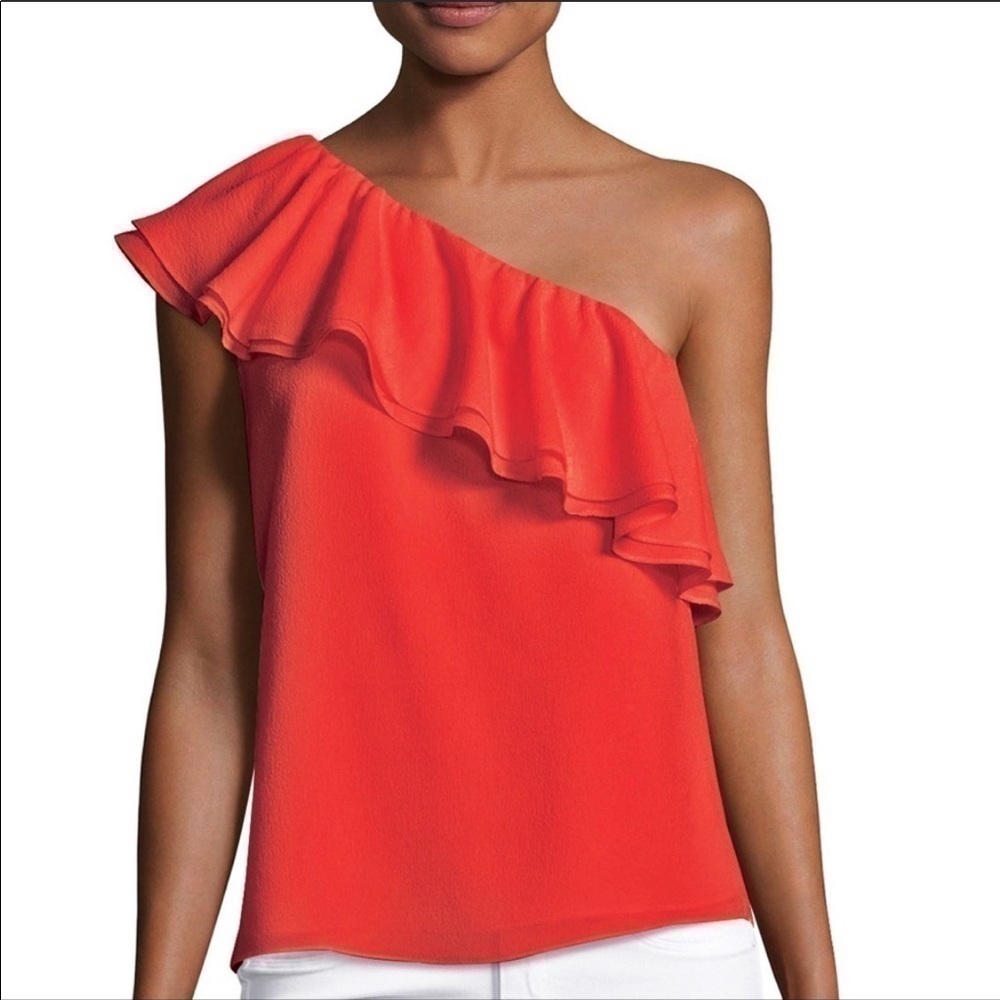 Rebecca Taylor One-Shoulder Silk Top Size 12